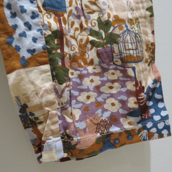 PRINCESS HIGHWAY X MODCLOTH Linen Blend Crazy Cat Print Cropped Pull On Pants - Picture 7 of 14